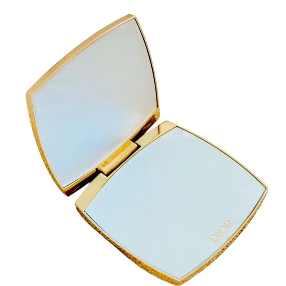Christian Dior Gold Compact Mirror Dual Compact Mirror Heavy Metal Travel